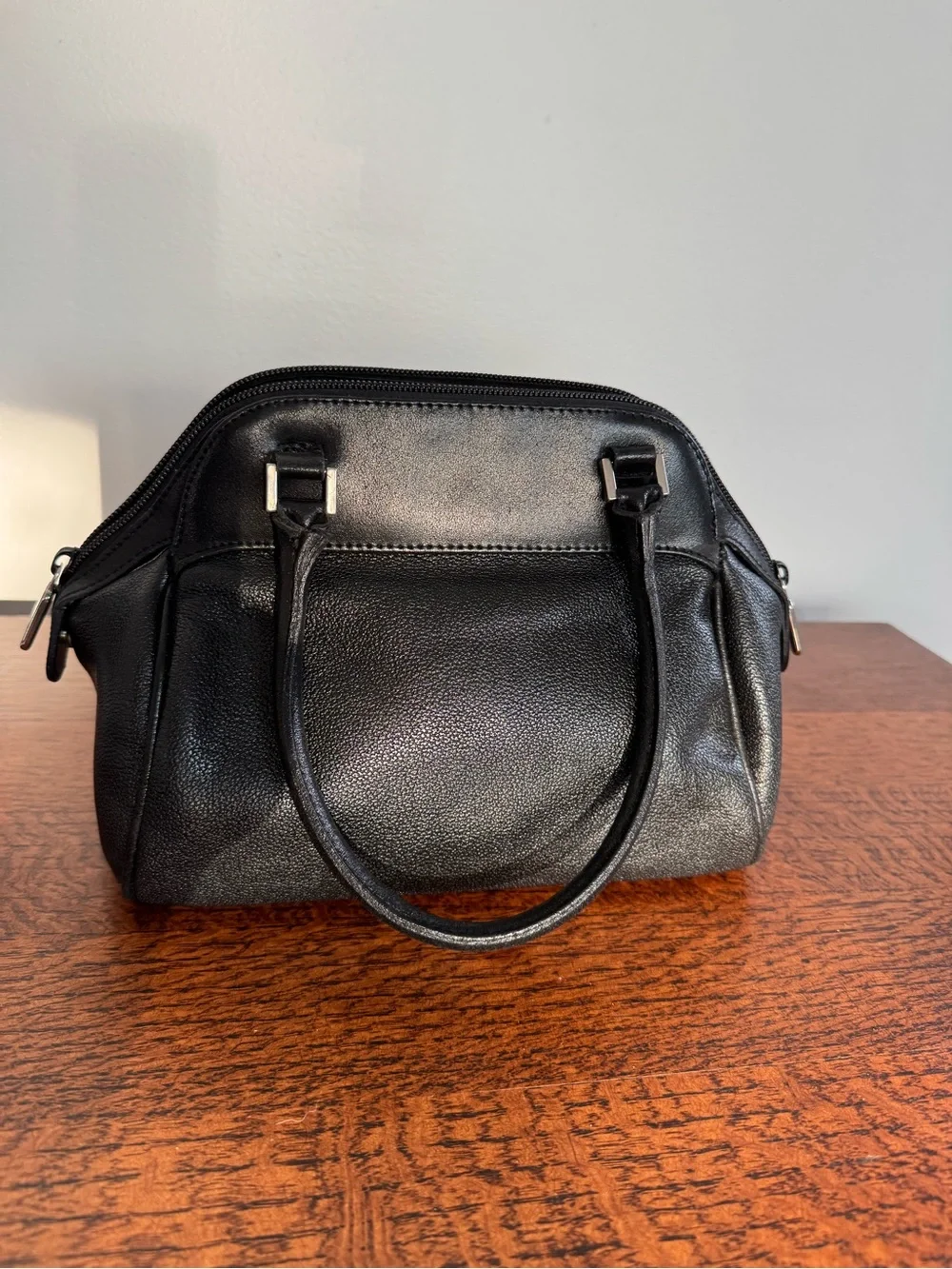 Furla Black Pebbled Leather Double-Handle Satchel